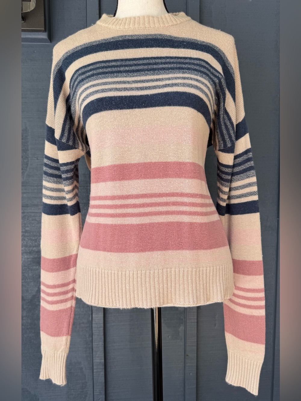 Ariat Striped Crewneck Sweater M Western Cowgirl Coastal Preppy Pullover